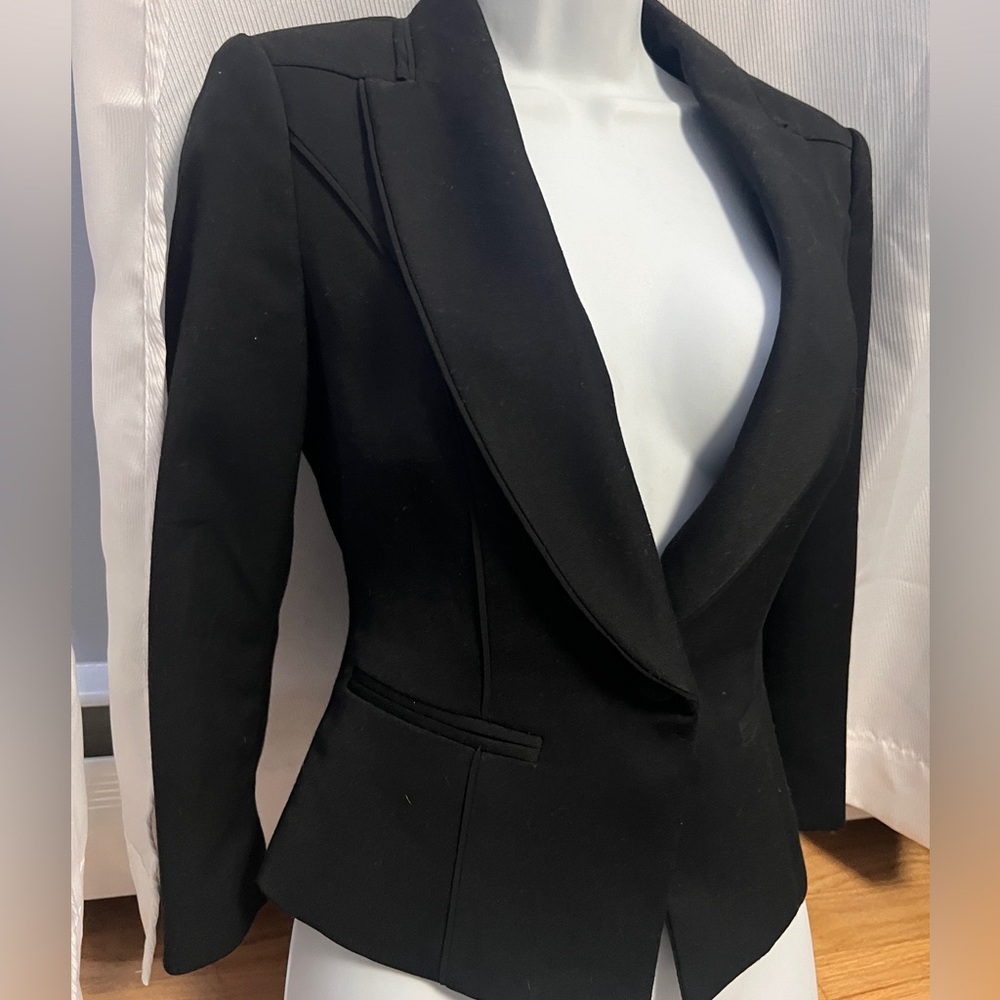 WHBM women’s black fitted jacket will fit a sz small or medium sz 2